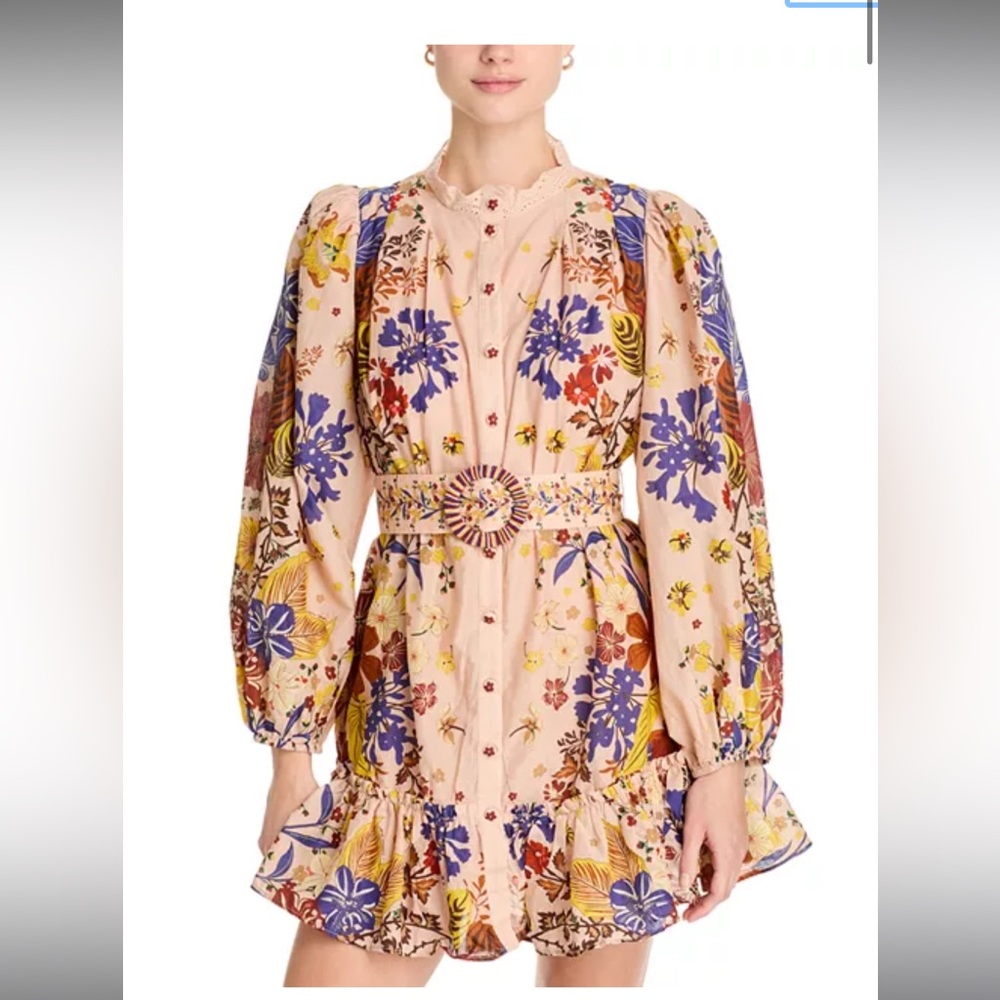 Farm Rio Pink Beauty Bouquet Puff Sleeve Mini Dress